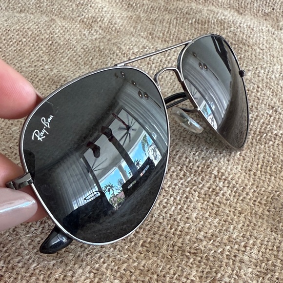 Ray-Ban Silver Aviator Sunglasses with Black Lenses - Picture 7 of 7